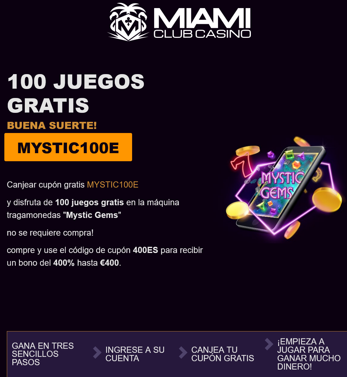 Miami Club ES 100 Free Spins (Spain)
